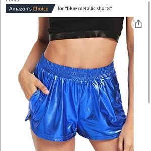 amazon blue metallic shorts